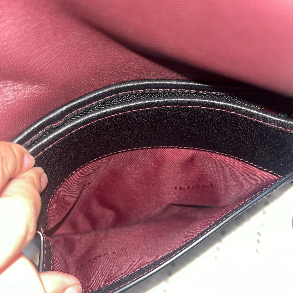 Coach Mini Black Leather Saddle Bag Reissue Crossbody Bag - Picture 7 of 8